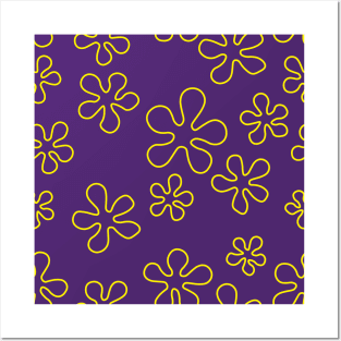 Sea Flower Pattern Yellow And Purple Posters and Art